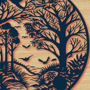 Intra απο ξύλο plywood 3mm-4mm πάχος – Στρογγυλή δέσμη Forest Papercut Decor Δίασταση  20x20 cm INTRAFABR-89847506 - Image 5