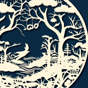 Intra απο ξύλο plywood 3mm-4mm πάχος – Round Forest Papercut Decor Δίασταση  20x20 cm INTRAFABR-89846053