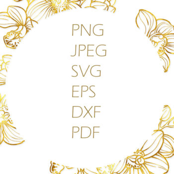 Intra απο ξύλο plywood 3mm-4mm πάχος – Στρογγυλό πλαίσιο από λουλούδια ορχιδέας Δίασταση  20x20 cm INTRAFABR-118559464 - Image 1