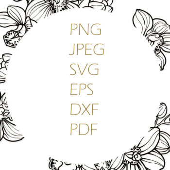 Intra απο ξύλο plywood 3mm-4mm πάχος – Στρογγυλό πλαίσιο από λουλούδια ορχιδέας Δίασταση  20x20 cm INTRAFABR-118559464 - Image 2