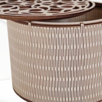 Intra απο ξύλο plywood 3mm-4mm πάχος – Στρογγυλό κουτί δώρου Δίασταση  20x20 cm INTRAFABR-30389477 - Image 1