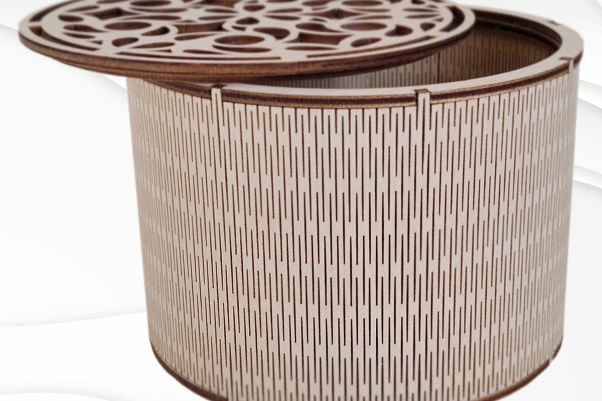 Intra απο ξύλο plywood 3mm-4mm πάχος – Στρογγυλό κουτί δώρου Δίασταση  20x20 cm INTRAFABR-30389477