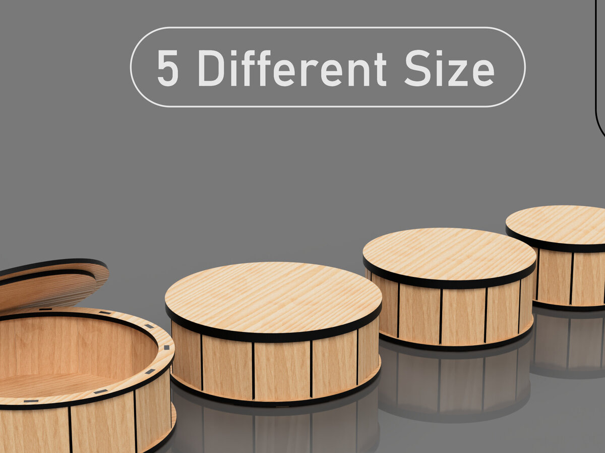 Intra απο ξύλο plywood 3mm-4mm πάχος – Αρχεία στρογγυλών κουτιών δώρου, κοπής με λέιζερ Δίασταση  20x20 cm INTRAFABR-99394348