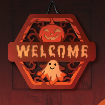 Intra απο ξύλο plywood 3mm-4mm πάχος – Στρογγυλή πινακίδα πόρτας αποκριών με φάντασμα Δίασταση  20x20 cm INTRAFABR-107545350 - Image 2