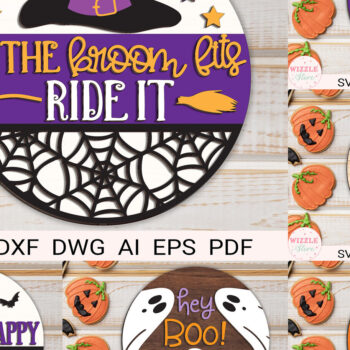 Intra απο ξύλο plywood 3mm-4mm πάχος – Στρογγυλή δέσμη Sign Halloween Δίασταση  40x30 cm INTRAFABR-103250343 - Image 1