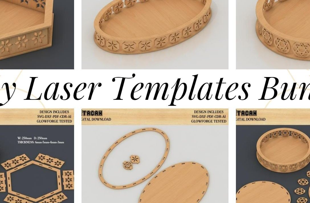 Intra απο ξύλο plywood 3mm-4mm πάχος – Σετ φακέλων κοπής λέιζερ με στρογγυλό, εξάγωνο δίσκο Δίασταση  20x20 cm INTRAFABR-41728642