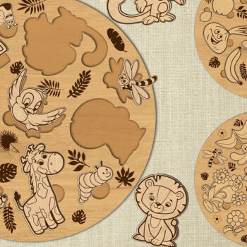 Intra απο ξύλο plywood 3mm-4mm πάχος – Στρογγυλή δέσμη παιδικών παζλ Δίασταση  20x20 cm INTRAFABR-71620793 - Image 1