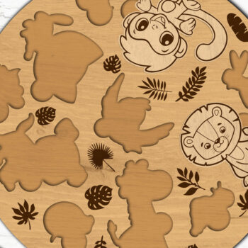 Intra απο ξύλο plywood 3mm-4mm πάχος – Στρογγυλή δέσμη παιδικών παζλ Δίασταση  20x20 cm INTRAFABR-71620793 - Image 3