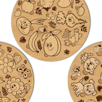 Intra απο ξύλο plywood 3mm-4mm πάχος – Στρογγυλή δέσμη παιδικών παζλ Δίασταση  20x20 cm INTRAFABR-71620793 - Image 6