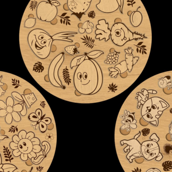 Intra απο ξύλο plywood 3mm-4mm πάχος – Στρογγυλή δέσμη παιδικών παζλ Δίασταση  20x20 cm INTRAFABR-71620793 - Image 7