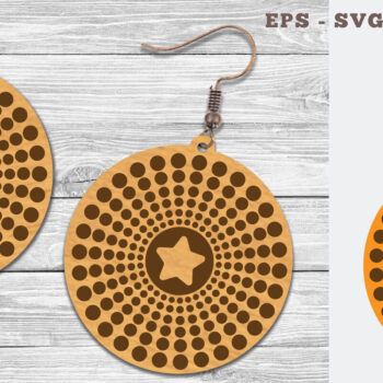 Intra απο ξύλο plywood 3mm-4mm πάχος – Στρογγυλά σκουλαρίκια κοπής με λέιζερ 2 Δίασταση  5x5 cm INTRAFABR-106746926 - Image 1