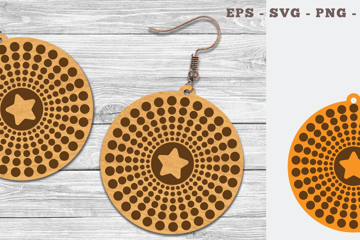 Intra απο ξύλο plywood 3mm-4mm πάχος – Στρογγυλά σκουλαρίκια κοπής με λέιζερ 2 Δίασταση  5x5 cm INTRAFABR-106746926