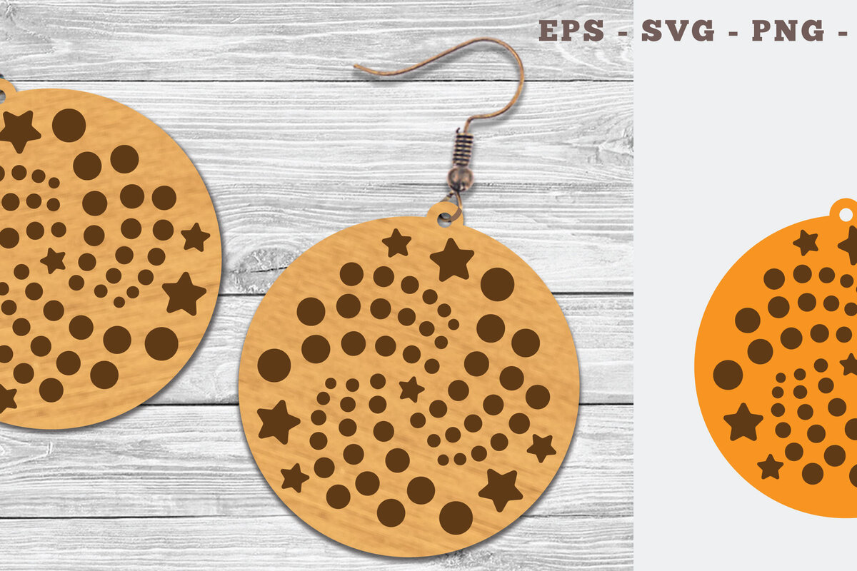 Intra απο ξύλο plywood 3mm-4mm πάχος – Στρογγυλά σκουλαρίκια κοπής με λέιζερ 4 Δίασταση  5x5 cm INTRAFABR-106747100