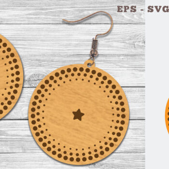 Intra απο ξύλο plywood 3mm-4mm πάχος – Στρογγυλά σκουλαρίκια κοπής με λέιζερ 5 Δίασταση  5x5 cm INTRAFABR-106747292 - Image 1