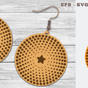 Intra απο ξύλο plywood 3mm-4mm πάχος – Στρογγυλά σκουλαρίκια κοπής με λέιζερ 6 Δίασταση  5x5 cm INTRAFABR-106747435 - Image 1