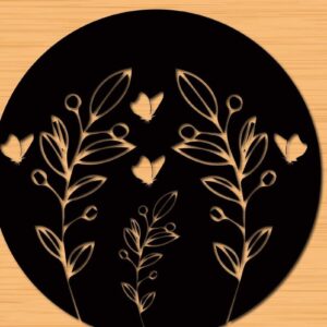 Intra απο ξύλο plywood 3mm-4mm πάχος – Στρογγυλά πάνελ κοπής με λέιζερ Floral Δίασταση  20x20 cm INTRAFABR-32743711