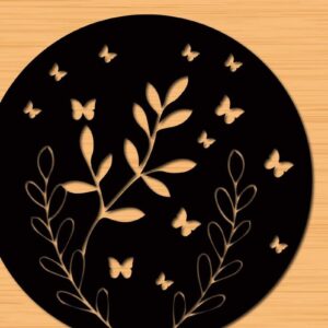 Intra απο ξύλο plywood 3mm-4mm πάχος – Στρογγυλά πάνελ κοπής με λέιζερ Floral Δίασταση  20x20 cm INTRAFABR-32744460