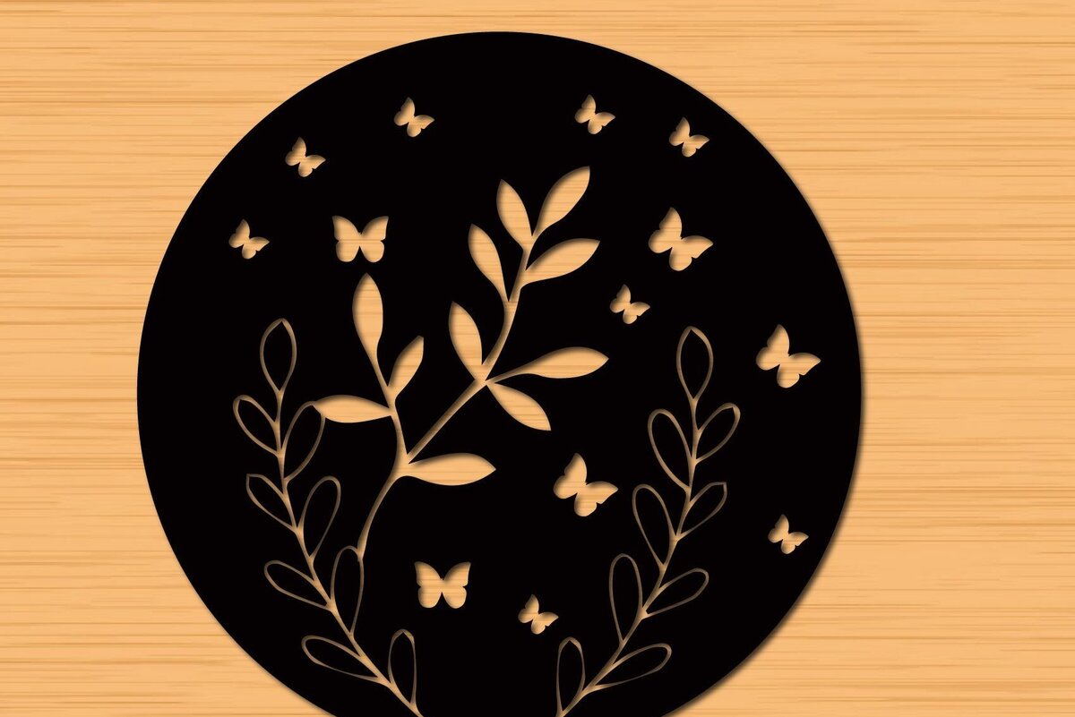 Intra απο ξύλο plywood 3mm-4mm πάχος – Στρογγυλά πάνελ κοπής με λέιζερ Floral Δίασταση  20x20 cm INTRAFABR-32744460