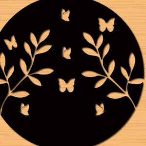 Intra απο ξύλο plywood 3mm-4mm πάχος – Στρογγυλά πάνελ κοπής με λέιζερ Floral Δίασταση  20x20 cm INTRAFABR-32739368