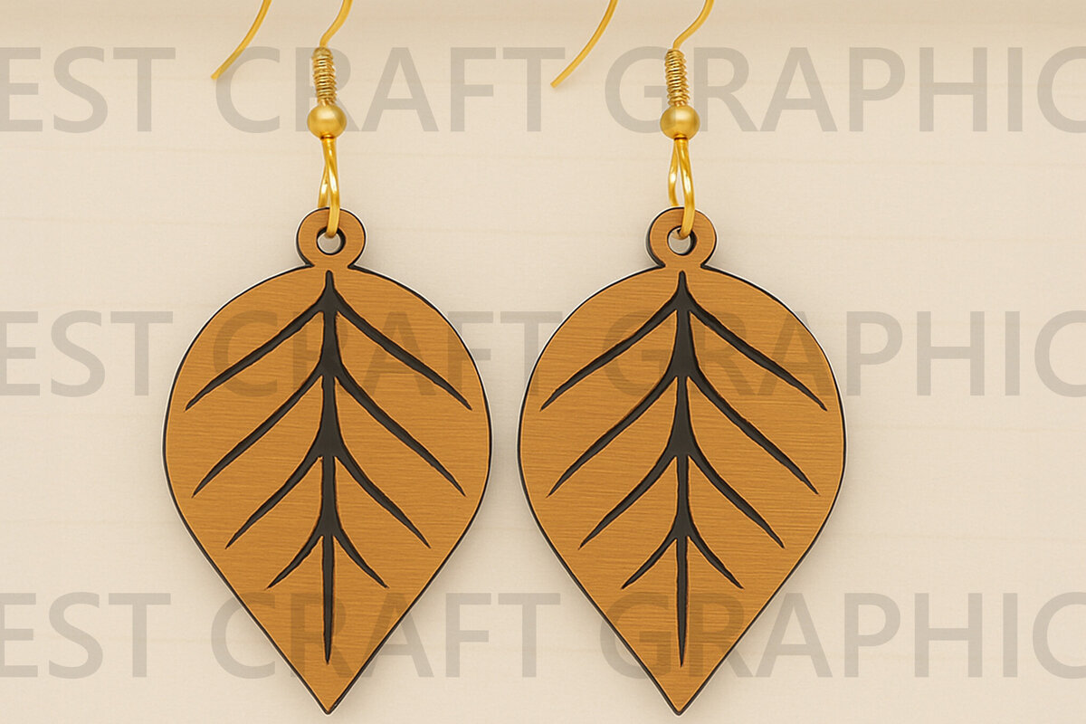 Intra απο ξύλο plywood 3mm-4mm πάχος – Σκουλαρίκια κομμένα με στρογγυλά φύλλα Δίασταση  5x5 cm INTRAFABR-123755288