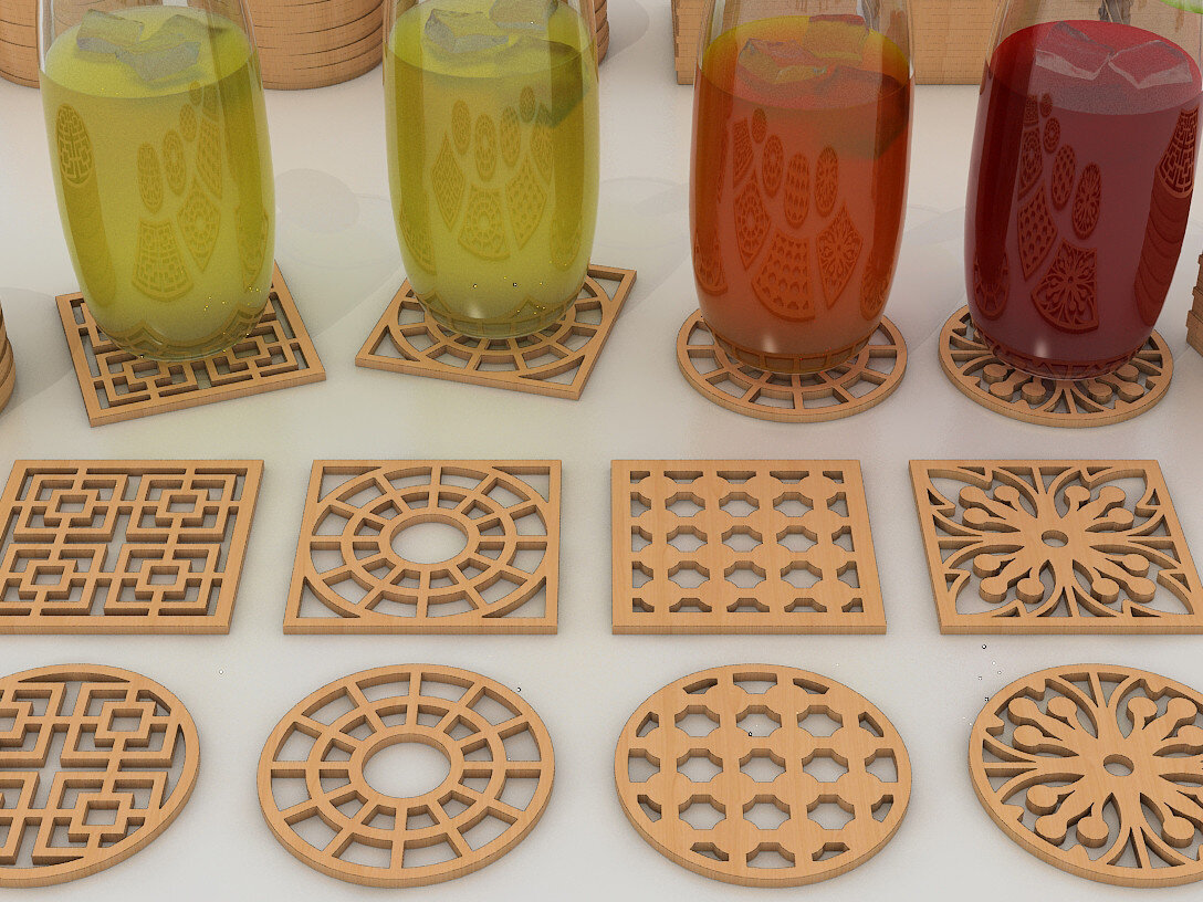 Intra απο ξύλο plywood 3mm-4mm πάχος – Στρογγυλά Σουβέρ Mandala Κομμένα Αρχεία Δίασταση  20x20 cm INTRAFABR-54605765