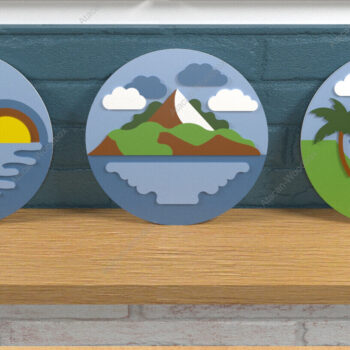 Intra απο ξύλο plywood 3mm-4mm πάχος – Στρογγυλή κρεμάστρα τοπίων διακοπών φοίνικα Δίασταση 20x20 cm INTRAFABR-82780742 - Image 3