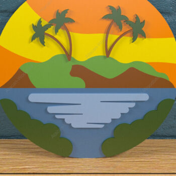 Intra απο ξύλο plywood 3mm-4mm πάχος – Στρογγυλή κρεμάστρα τοπίων διακοπών φοίνικα Δίασταση 20x20 cm INTRAFABR-82780742 - Image 5