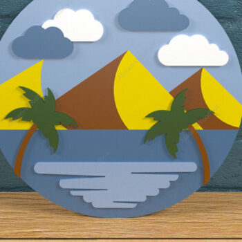 Intra απο ξύλο plywood 3mm-4mm πάχος – Στρογγυλή κρεμάστρα τοπίων διακοπών φοίνικα Δίασταση 20x20 cm INTRAFABR-82780742 - Image 6