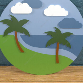 Intra απο ξύλο plywood 3mm-4mm πάχος – Στρογγυλή κρεμάστρα τοπίων διακοπών φοίνικα Δίασταση 20x20 cm INTRAFABR-82780742 - Image 7