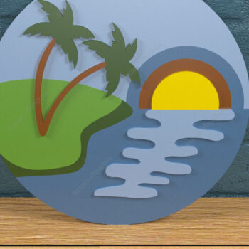 Intra απο ξύλο plywood 3mm-4mm πάχος – Στρογγυλή κρεμάστρα τοπίων διακοπών φοίνικα Δίασταση 20x20 cm INTRAFABR-82780742 - Image 8