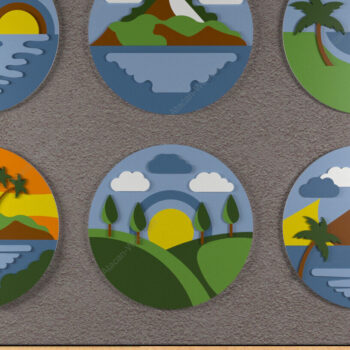 Intra απο ξύλο plywood 3mm-4mm πάχος – Στρογγυλή κρεμάστρα τοπίων διακοπών φοίνικα Δίασταση 20x20 cm INTRAFABR-82780742 - Image 10