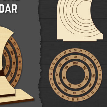 Intra απο ξύλο plywood 3mm-4mm πάχος – Round Perpetual Calendar Lasercut Δίασταση 20x20 cm INTRAFABR-119939800 - Image 1