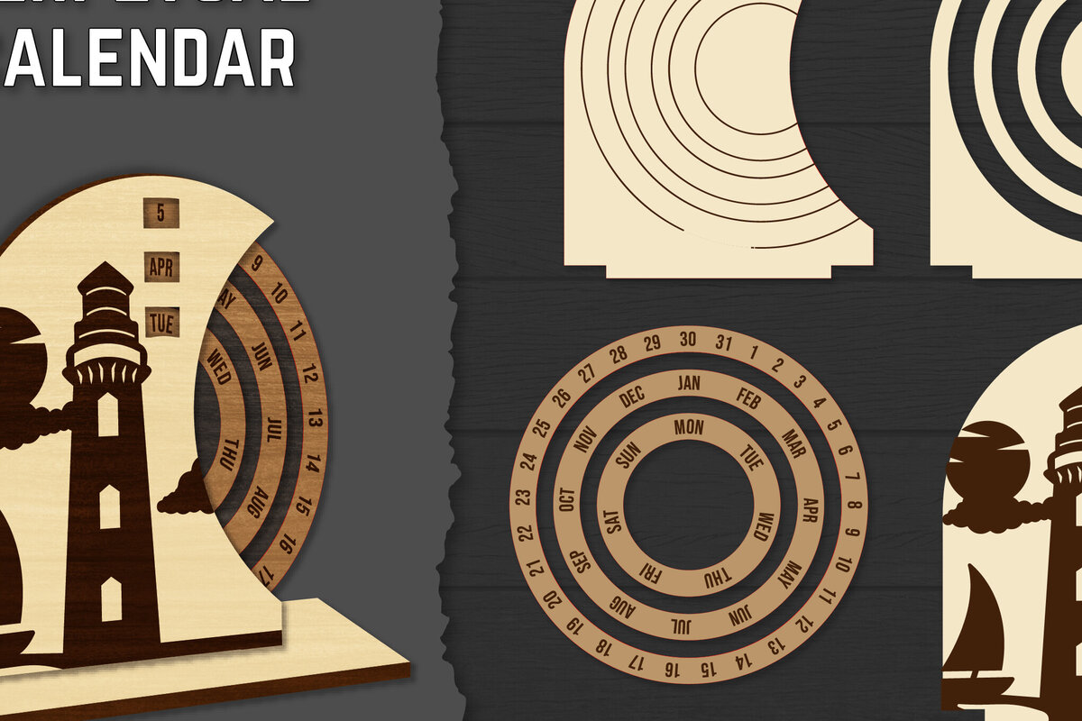 Intra απο ξύλο plywood 3mm-4mm πάχος – Round Perpetual Calendar Lasercut Δίασταση  20x20 cm INTRAFABR-119939800