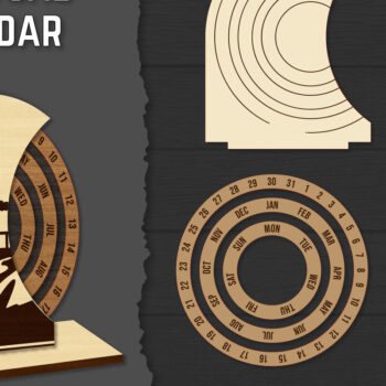 Intra απο ξύλο plywood 3mm-4mm πάχος – Round Perpetual Calendar Lasercut Δίασταση 20x20 cm INTRAFABR-119939820 - Image 1