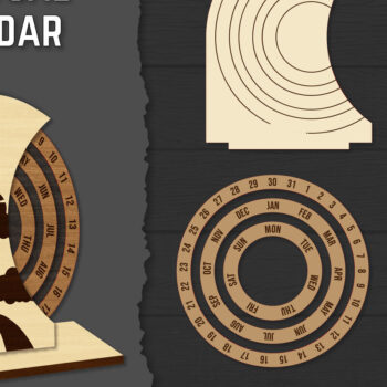 Intra απο ξύλο plywood 3mm-4mm πάχος – Round Perpetual Calendar Lasercut Δίασταση  20x20 cm INTRAFABR-119939749 - Image 1