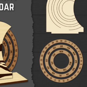 Intra απο ξύλο plywood 3mm-4mm πάχος – Round Perpetual Calendar Lasercut Δίασταση  20x20 cm INTRAFABR-119939753