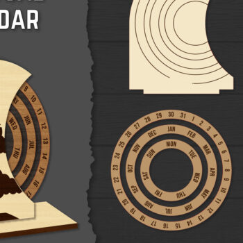 Intra απο ξύλο plywood 3mm-4mm πάχος – Round Perpetual Calendar Lasercut Δίασταση 20x20 cm INTRAFABR-119939757 - Image 1