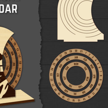 Intra απο ξύλο plywood 3mm-4mm πάχος – Round Perpetual Calendar Lasercut Δίασταση 20x20 cm INTRAFABR-119939765 - Image 1