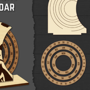 Intra απο ξύλο plywood 3mm-4mm πάχος – Round Perpetual Calendar Lasercut Δίασταση  20x20 cm INTRAFABR-119939743