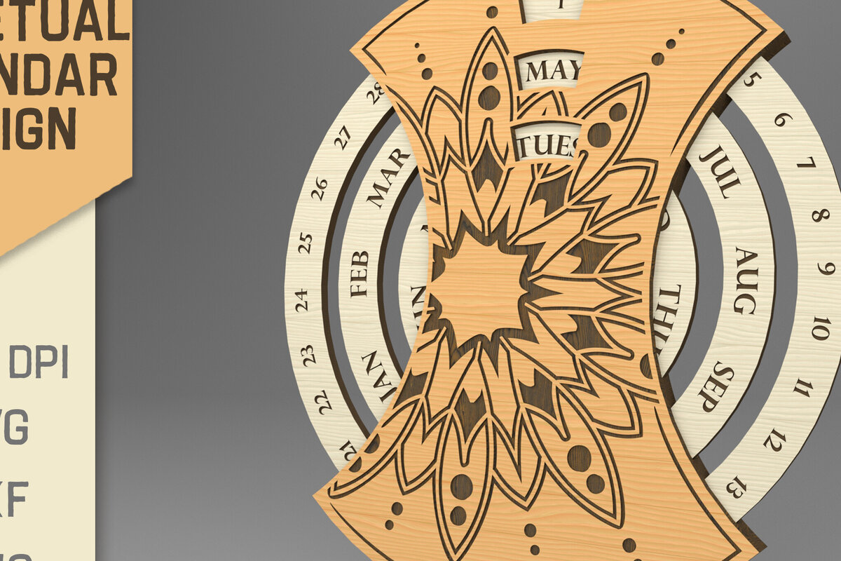 Intra απο ξύλο plywood 3mm-4mm πάχος – Στρογγυλό Διαρκές Ημερολόγιο. Mandala Δίασταση  20x20 cm INTRAFABR-82462823