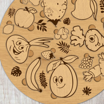 Intra απο ξύλο plywood 3mm-4mm πάχος – Στρογγυλό παζλ για παιδιά, πρότυπο ξύλινης κοπής Δίασταση  20x20 cm INTRAFABR-87700021 - Image 1