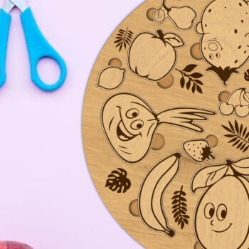 Intra απο ξύλο plywood 3mm-4mm πάχος – Στρογγυλό παζλ για παιδιά, πρότυπο ξύλινης κοπής Δίασταση  20x20 cm INTRAFABR-87700021 - Image 2