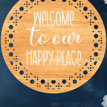 Intra απο ξύλο plywood 3mm-4mm πάχος – Στρογγυλή πινακίδα καλωσορίσματος Rattan Cut Laser Δίασταση 20x20 cm INTRAFABR-123487228 - Image 1