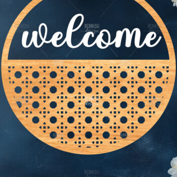 Intra απο ξύλο plywood 3mm-4mm πάχος – Στρογγυλή πινακίδα καλωσορίσματος Rattan Cut Laser Δίασταση 20x20 cm INTRAFABR-123487243 - Image 1