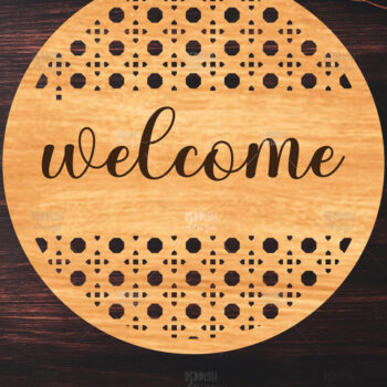 Intra απο ξύλο plywood 3mm-4mm πάχος – Στρογγυλή πινακίδα καλωσορίσματος Rattan Cut Laser Δίασταση  20x20 cm INTRAFABR-123487128 - Image 1