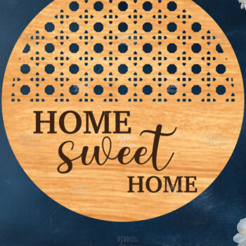 Intra απο ξύλο plywood 3mm-4mm πάχος – Στρογγυλή πινακίδα καλωσορίσματος Rattan Cut Laser Δίασταση  20x20 cm INTRAFABR-123487151 - Image 1