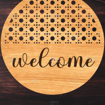 Intra απο ξύλο plywood 3mm-4mm πάχος – Στρογγυλή πινακίδα καλωσορίσματος Rattan Cut Laser Δίασταση  20x20 cm INTRAFABR-123487165 - Image 1