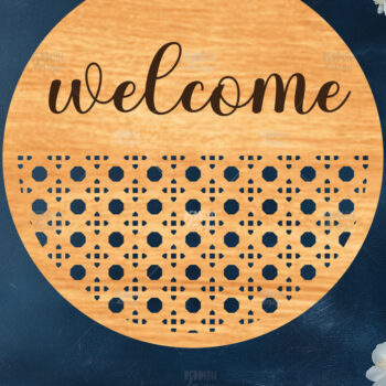 Intra απο ξύλο plywood 3mm-4mm πάχος – Στρογγυλή πινακίδα καλωσορίσματος Rattan Cut Laser Δίασταση  20x20 cm INTRAFABR-123487175 - Image 1