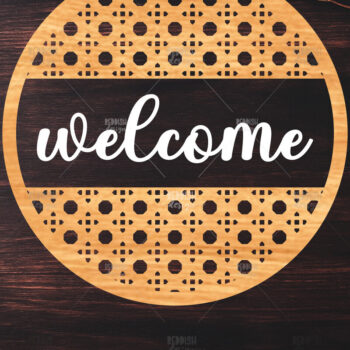 Intra απο ξύλο plywood 3mm-4mm πάχος – Στρογγυλή πινακίδα καλωσορίσματος Rattan Cut Laser Δίασταση  20x20 cm INTRAFABR-123487183 - Image 1