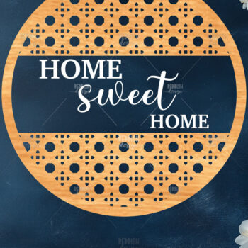 Intra απο ξύλο plywood 3mm-4mm πάχος – Στρογγυλή πινακίδα καλωσορίσματος Rattan Cut Laser Δίασταση  20x20 cm INTRAFABR-123487193 - Image 1